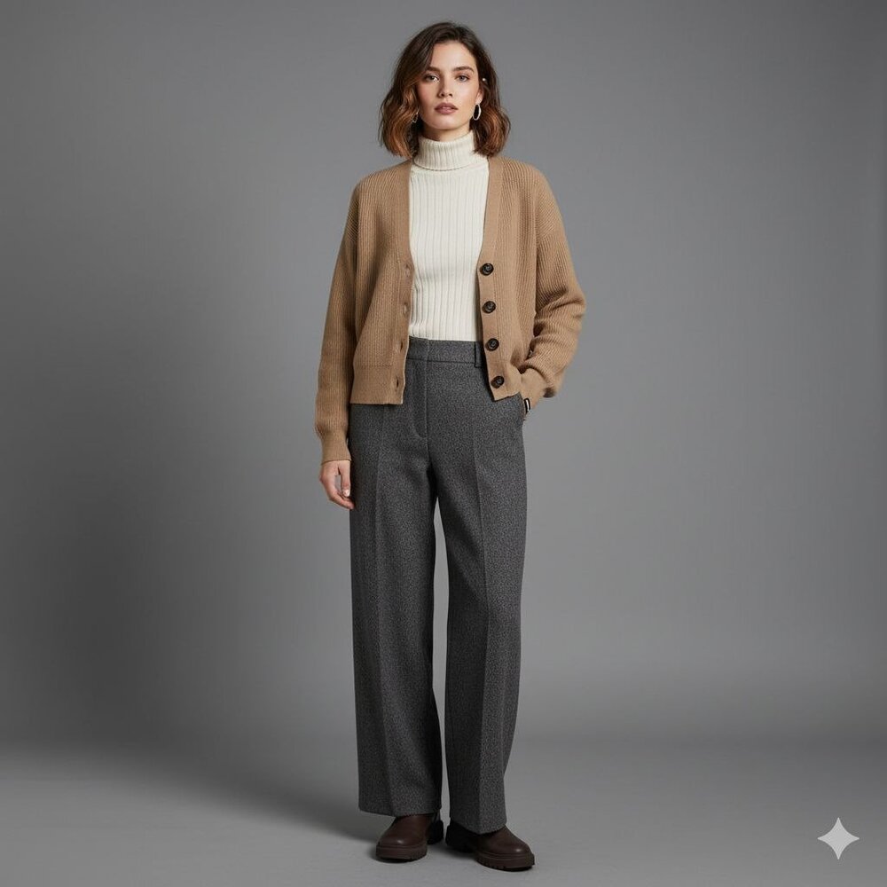 Apparis Women's Tan Oversized Cropped Ribbed Knit Button-Up Cardigan Size Medium - Picture 15 of 15